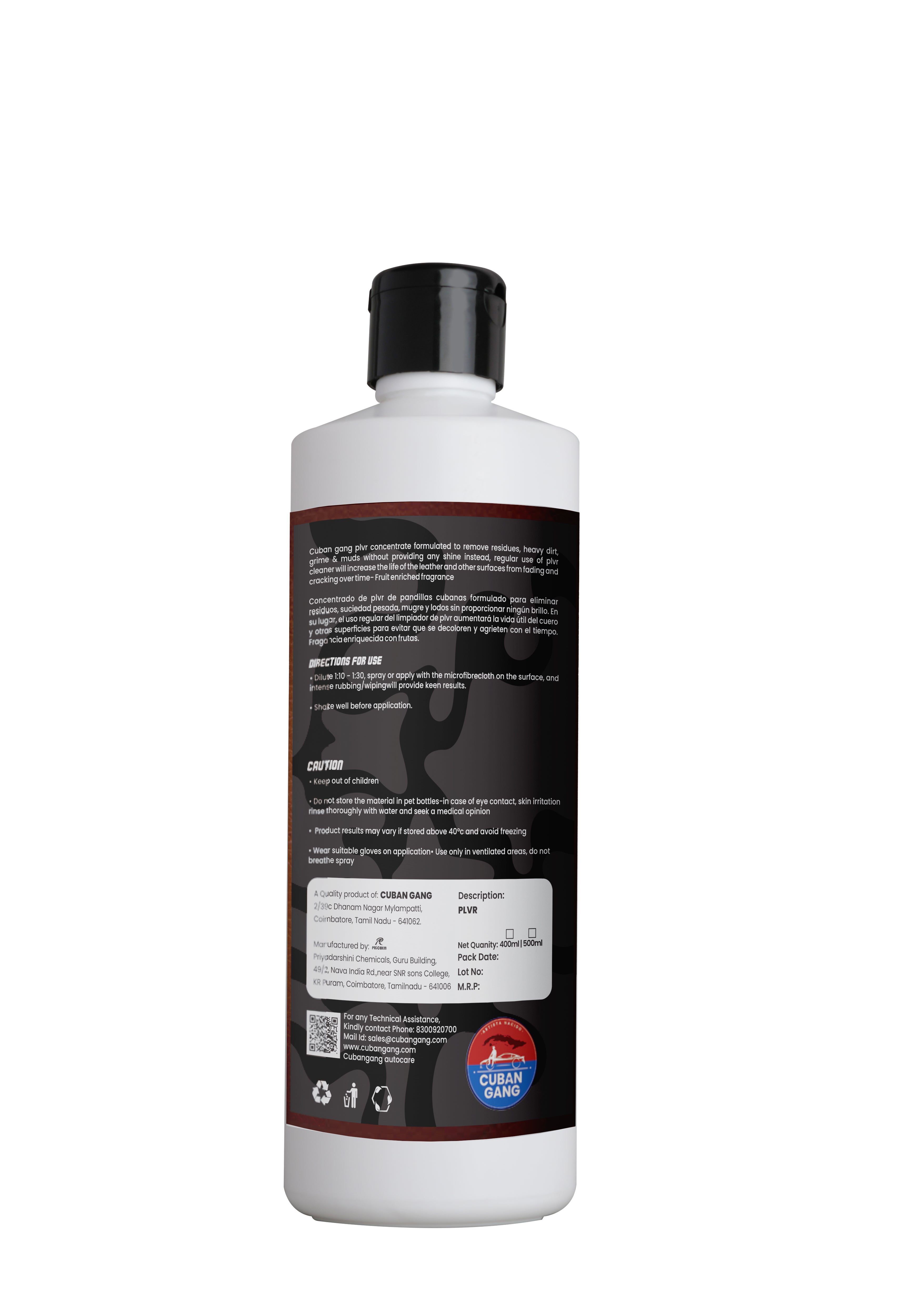 PLVR (Plastic, Leather, Vinyl & Rubber Cleaner) 500ml